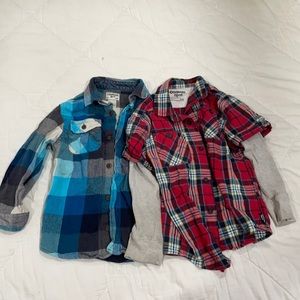 2 Oshkosh boys 5at flannel long sleeve tops